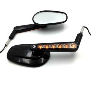 Espejos retrovisores izquierdo y derecho negros para motocicleta con vástago Led para Harley Davidson Softail Xl Vrscaw v-rod - Product Image 6