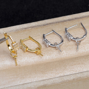 Support de boucles d'oreilles en argent S925 en forme de goutte d'eau, accessoires de bricolage pour la fabrication de bijoux en perles, support de boucles d'oreilles semi-finis 10-12 JG5944 - Product Image 1