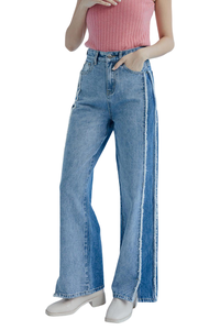 100% algodón transpirable Casual Streetwear pantalones vaqueros sueltos de pierna ancha para mujer - Product Image 3