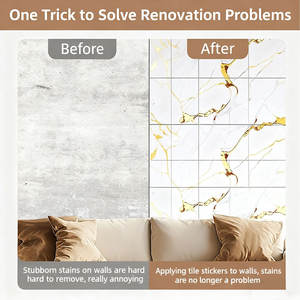 Rollo de papel tapiz autoadhesivo de azulejo estampado dorado, impermeable a prueba de humedad, perfecto para la redecoración del adorno de la sala de estar del baño - Product Image 5