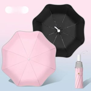 Parapluie de voyage et de trajets domicile-travail, anti-UV UPF50+, pliable en 3 sections, 8 baleines, 350g, 110cm, avec revêtement noir, coins arrondis sécurisés et bande réfléchissante - Product Image 1