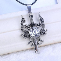 Collier punk vampire, cadeau, flamme, croissant de lune, double épée de dragon, pendentif croix, collier pentagramme pour femmes et hommes