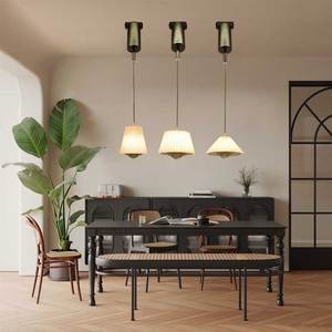 2025 New Arrival nếp nhăn lron + Acrylic + Thủy tinh + vải 3000K 4000K có thể điều chỉnh chiều cao Mặt dây chuyền đèn cam trắng đèn chùm - Product Image 4