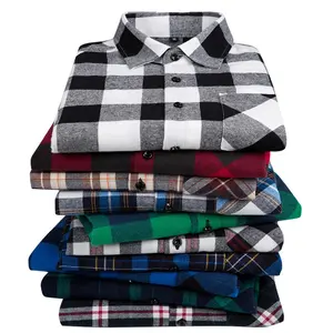새로운 도착 주문 로고 의복 제조자 도매 안락한 100% 년 면 긴 소매 여가 남자 격자 무늬 Flannel 셔츠