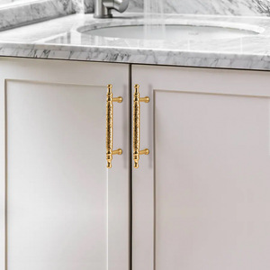 Hammered Brass Handles - Hammered <strong>Gold</strong> Finish Wardrobe <strong>Pulls</strong> &amp; Single Hole <strong>Drawer</strong> Knobs - Product Image 5