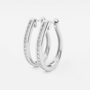 Élégantes boucles d'oreilles créoles 1 1/2 carats en diamants de laboratoire taille princesse sertis en canal, à l'éclat brillant, bijoux de luxe éthiques pour femmes - Product Image 4