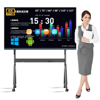 Tableau blanc interactif 4K Android 14 de 65/75 pouces pour enseignants, avec écran tactile et logiciel intégré, idéal pour la classe électronique