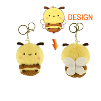 Fabricant de peluches OEM UYEAH, porte-clés en peluche, design personnalisé, broderie mignonne, peluche abeille jaune, jouets porte-clés