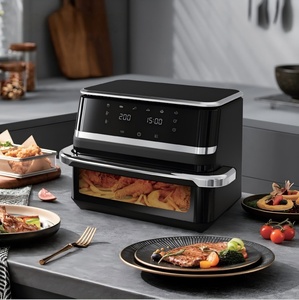 Friteuse à air électrique personnalisable en acier inoxydable sans huile, double cuve noire avec fenêtre de visualisation - Product Image 4