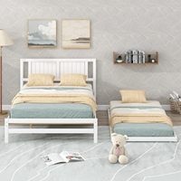 Lit plateforme double en bois massif de pin moderne, certifié écologique, couleur personnalisable
