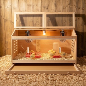 Grande cage en bois avec tiroirs pour hamster, poulailler, avec 3 lampes chauffantes, thermostat intelligent pour - Product Image 1