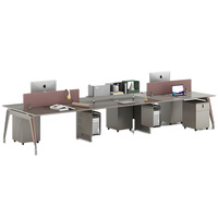 Poste de travail de bureau individuel moderne en bois avec cloison de séparation et bureau informatique, ensemble de mobilier personnalisable