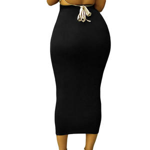 2020 venta al por mayor para mujer negro alto elástico cintura Bodycon Maxi mujeres Falda larga delgada lápiz - Product Image 2