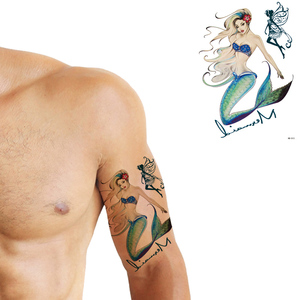 Medio brazo impermeable para <span class=keywords><strong>hombre</strong></span>, <span class=keywords><strong>manga</strong></span> de <span class=keywords><strong>tatuaje</strong></span> de transferencia de agua temporal, diseños coloridos de Calavera, pegatinas de <span class=keywords><strong>tatuaje</strong></span> al por mayor - Product Image 3
