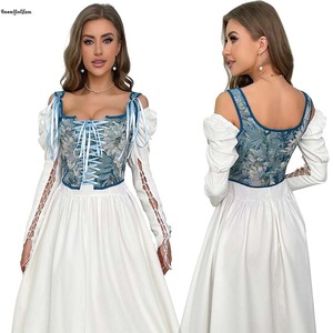 Noeud papillon bandoulière <span class=keywords><strong>femmes</strong></span> Bustier peinture à l'huile <span class=keywords><strong>Mona</strong></span> gilet sans manches débardeur bleu kaki marron Corset haut rétro Bodyshaper - Product Image 5