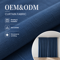 Tissu pour rideaux ColorTex OEM ODM en mélange lin-coton semi-blanchi, contrôle léger, lavable en machine, pour restaurants et salles, faible MOQ pris en charge