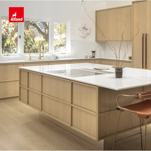 Mobili Moderni AllandCabinet con Impiallacciatura, Piani di Lavoro in Pietra <span class=keywords><strong>Naturale</strong></span>, Armadietti da Cucina in <span class=keywords><strong>Legno</strong></span> Scuro per Costruttori di Case di Lusso su Misura - Product Image 4