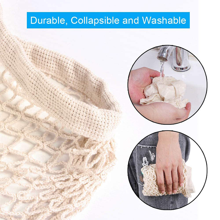 Large Reusable Organic Cotton Tote Mesh Shopping String Net bag For Vegetables