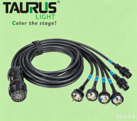 Câble de distribution 19 broches SOCAPEX 6 circuits vers 6 prises NEMA 5-15P EDISON pour éclairage de scène, câble multiprises pour DJ et événements en direct
