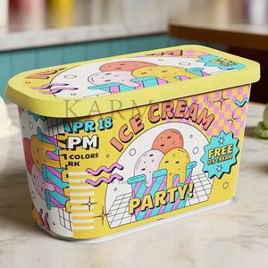 Contenants à glace Sundae Party Favors 1,3 L (1,2 Quart) en plastique réutilisables avec couvercles IML pour congélation - Product Image 4