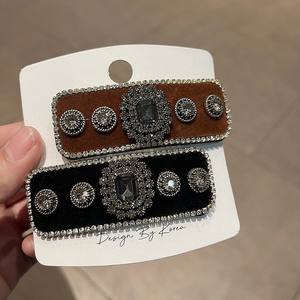 Nouvelles Barrettes Minimalistes Faits Main 2026 pour Femmes, à Bordure Strass, Type Bec <span class=keywords><strong>de</strong></span> Canard, pour Franges et Cheveux Latéraux, Luxe, Fête et Quotidien - Product Image 2