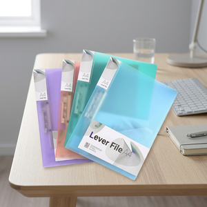 Office Single Strong Clips File <b>Folder</b> Set <b>A4</b> Size Colored PVC Punchless Binder with Spring-Action Clamp Custom Printed Modern - Product Image 2