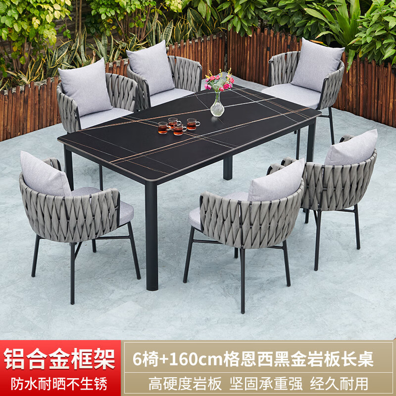 61 [Table longue en plaque de roche en or noir guanxi 160]]