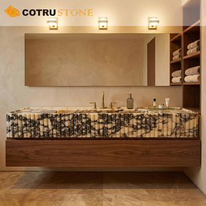 <span class=keywords><strong>Vasque</strong></span> flottante en marbre Calacatta Viola, murale, cannelée, sculptée à la main, pour salle de bain de villa ou maison - Product Image 4