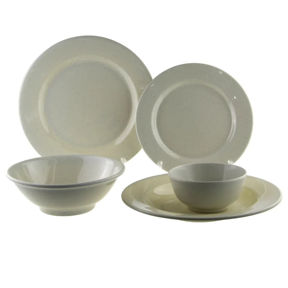 SEBEST Factory Custom Reusable Dinner Plastic Dinnerware Dubai Wholesale Market Beige 16 Pcs Melamine Tableware Dinnerware Set