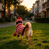 Vêtements d'hiver pour chien, ensemble pull, écharpe et chapeau à motif pied-de-poule, tenue chaude pour chiens