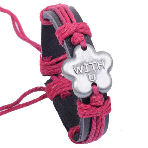 Handmade Leather <b>Bracelet</b> With Alloy Charm <b>Adjustable</b> Size For Gift Jewelry - Product Image 5