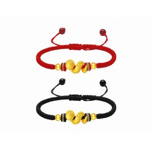 Valentine's Day Jewelry Chinese Style Snake Charm <b>Bracelet</b> Handmade Braided <b>Red</b> Black Rope Handmade Adjustable Couple <b>Bracelet</b> - Product Image 1