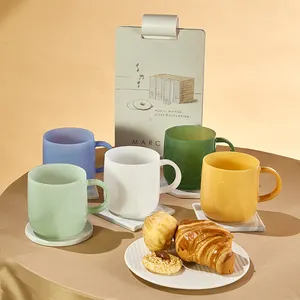 Nueva llegada 12Oz sublimación colorida taza de vidrio de borosilicato con asa tazas de vidrio personalizadas