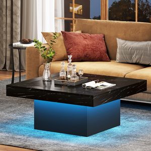 thumbnail image 2 of LED Coffee Table With 16 Color Lights - Modern High Gloss Black Center Table For Living Room 2 of 5