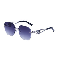 Gafas de Sol Unisex con Montura de Diamantes Sin Marco, Protección UV400, Diseño de Lujo para Hombre, Moda 2023, Marca de Lujo para Mujer, Metal Plateado