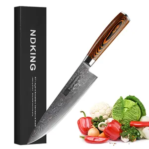 FINDKING Yangjiang Pisau Dapur Baja Damascus Kustom Profesional Pisau Koki Dapur Tajam 8 Inci