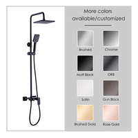 Ensemble de douche complet SANIPRO moderne DWD noir et chrome avec mitigeur bain chaud/froid, robinets de salle de bain en laiton et douche pluie