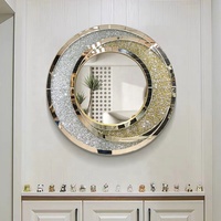 Vente en gros de salle à manger design de luxe doré pour la maison salon moderne miroir décoratif rond orné