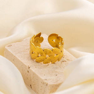 <b>Adjustable</b> Open Stainless Steel <b>Ring</b> Hollow Design Non-Tarnish Minimalist Luxury Niche Jewelry for Summer Women - Product Image 1
