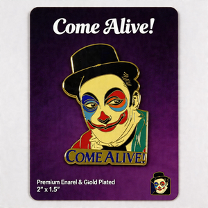 Pin de metal esmaltado personalizado con diseño de payaso con sombrero de copa retro, para recuerdo del <span class=keywords><strong>Greatest</strong></span> Showman - Product Image 1
