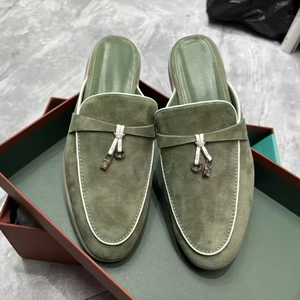 Designer Sneakers Leather Mule Loafers for Women Backless Slip-On Casual Decorative Metal Accent Flat Breathable Soft for Summer - Product Image 1