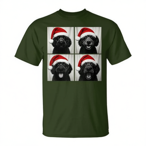 Camiseta navideña con estampado de perro caniche portugués y Papá Noel, para adultos, unisex, manga corta, cuello redondo, impresión digital - Product Image 2