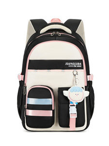 Mochila para estudiantes de secundaria para niñas, colocación de colores a la moda con patrón de logotipo para campus de escuela secundaria - Product Image 2