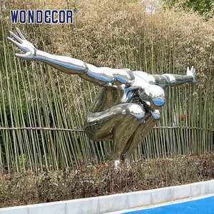 WONDECOR现代镜子抛光不锈钢潜水者雕塑雕像