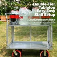 Chariot pliable à roulettes en acier robuste avec panier en maille pour la manutention en entrepôt