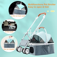Poussette pliable de luxe pour animaux de compagnie à 4 roues, facile à assembler, chariot pour animaux, poussette pour chien