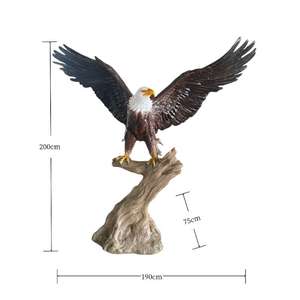 Estatua de águila grande para exteriores, escultura de decoración de jardín en estilo natural que simula animales salvajes de tamaño real, hecha de resina de fibra de vidrio - Product Image 2