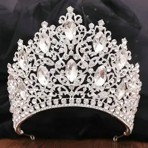 Big Pageant Rhinestone Tiara Jewelry Wedding Miss World Tall Crowns Headpiece Universe Crowns Pageant For Women Queens