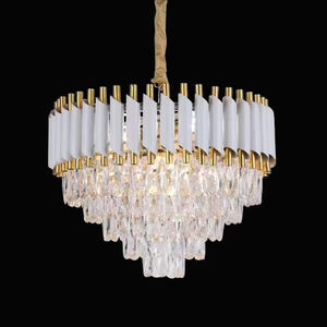 Moderna Lámpara Colgante de Lujo con Cristales y Acabado Dorado, Nuevo Candelabro Redondo de Cristal para Decoración del Hogar y Hoteles, Accesorio de Tamaño Mediano - Product Image 2