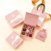 Boîte cadeau luxe en papier rigide bicolore avec logo personnalisé pour chocolats, avec sac, pour truffes, Saint-Valentin